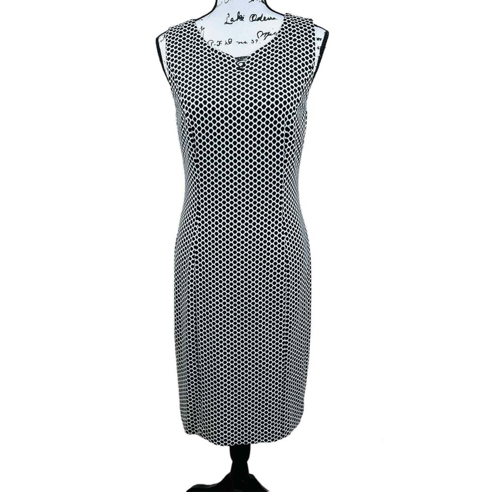 Talbots Refined ponte knit sheath dress honeycomb print sleeveless size 6 party